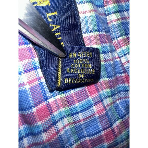Ralph Lauren Mens M Colorful Preppy Plaid Collared Long Sleeve Button Down Shirt - Picture 5 of 9